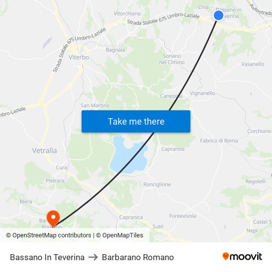 Bassano In Teverina to Barbarano Romano map