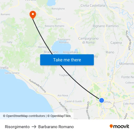 Risorgimento to Barbarano Romano map