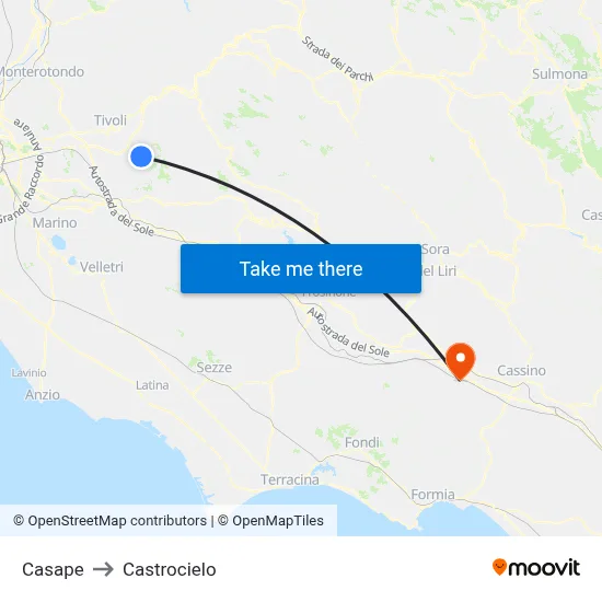 Casape to Castrocielo map