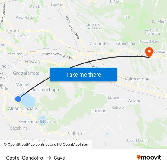 Castel Gandolfo to Cave map