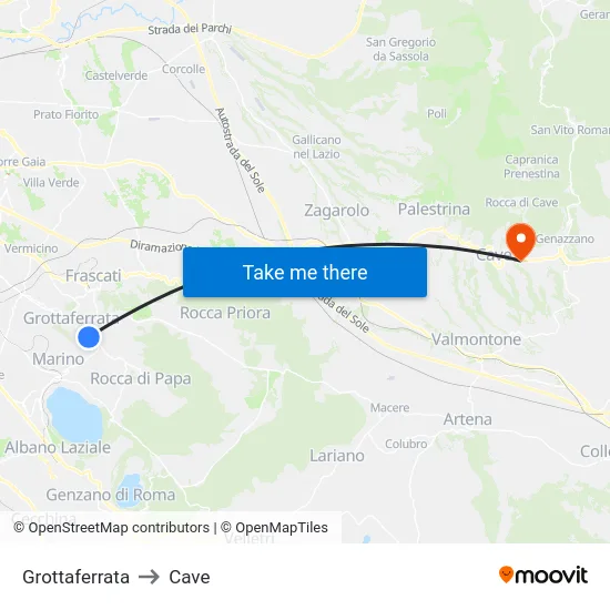 Grottaferrata to Cave map