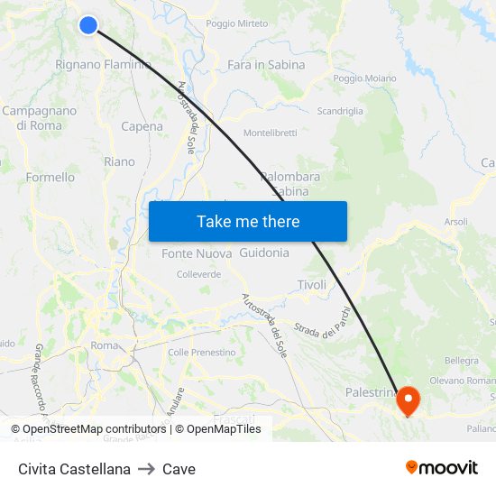 Civita Castellana to Cave map