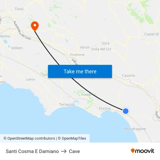 Santi Cosma E Damiano to Cave map