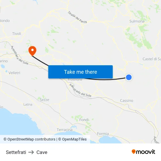 Settefrati to Cave map