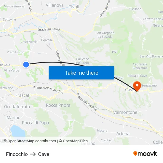 Finocchio to Caves map