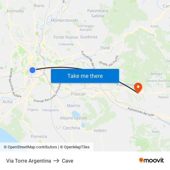 Via Torre Argentina to Cave map