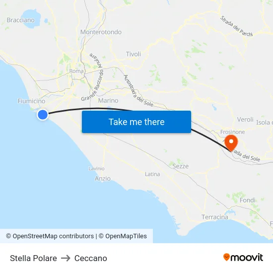 Stella Polare to Ceccano map