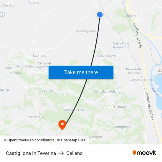 Castiglione In Teverina to Celleno map