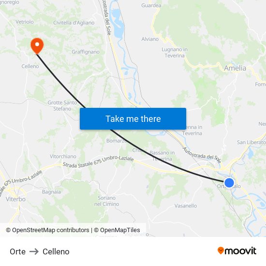 Orte to Celleno map