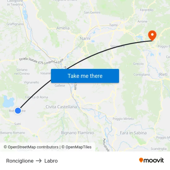 Ronciglione to Labro map