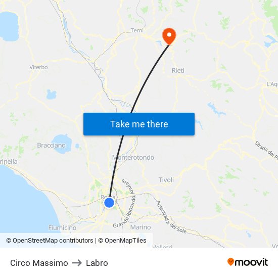 Circo Massimo to Labro map