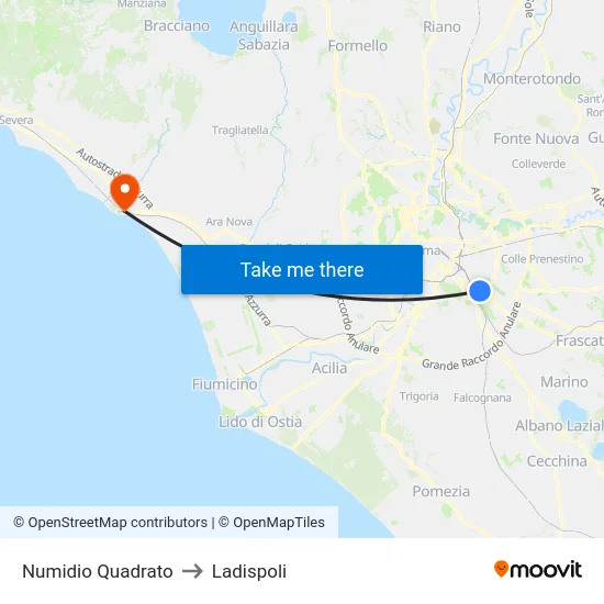 Numidio Quadrato to Ladispoli map