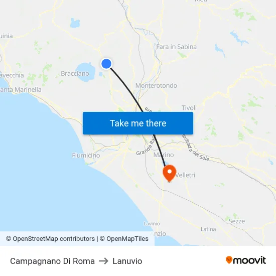 Campagnano Di Roma to Lanuvio map