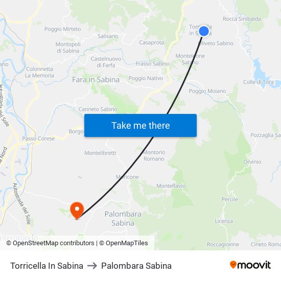 Torricella In Sabina to Palombara Sabina map