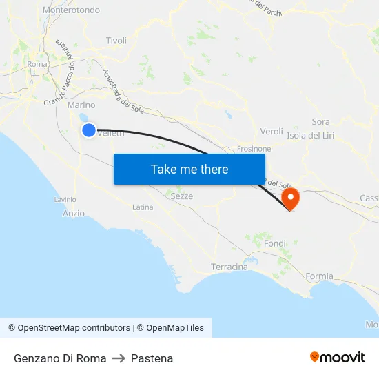 Genzano Di Roma to Pastena map