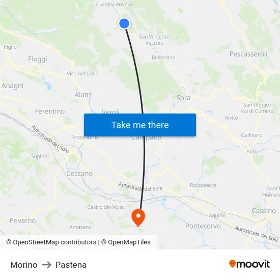 Morino to Pastena map