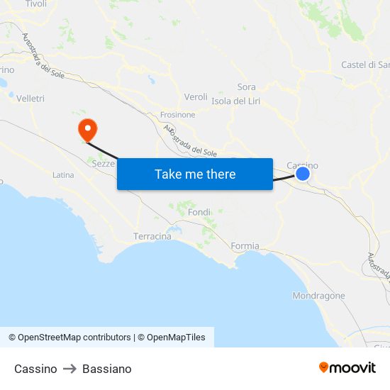 Cassino to Bassiano map
