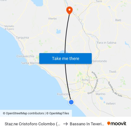 Staz.ne Cristoforo Colombo (Rl) to Bassano In Teverina map