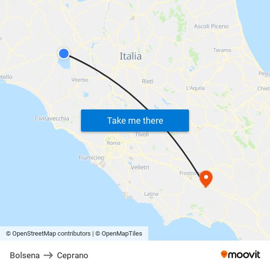 Bolsena to Ceprano map