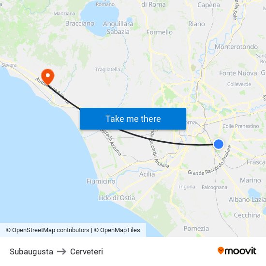 Subaugusta to Cerveteri map