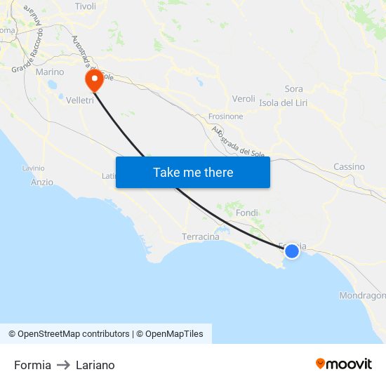 Formia to Lariano map