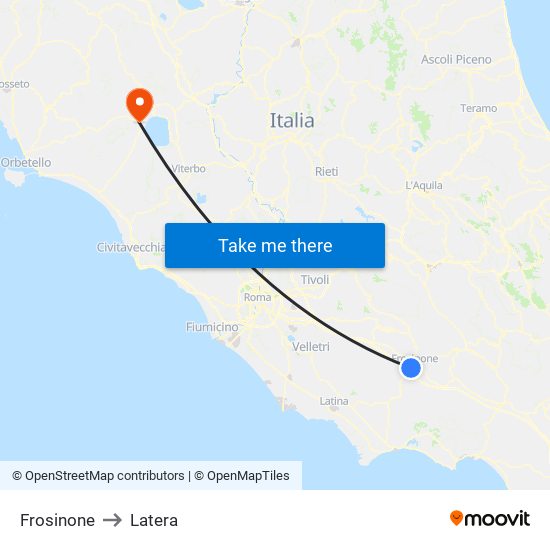 Frosinone to Latera map