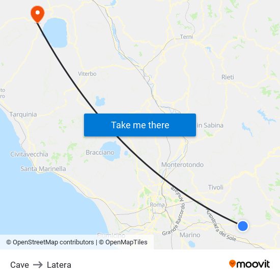 Cave to Latera map