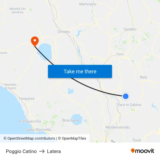 Poggio Catino to Latera map