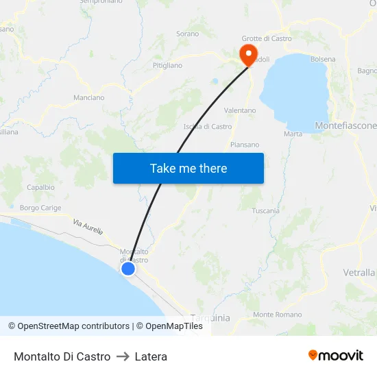 Montalto Di Castro to Latera map