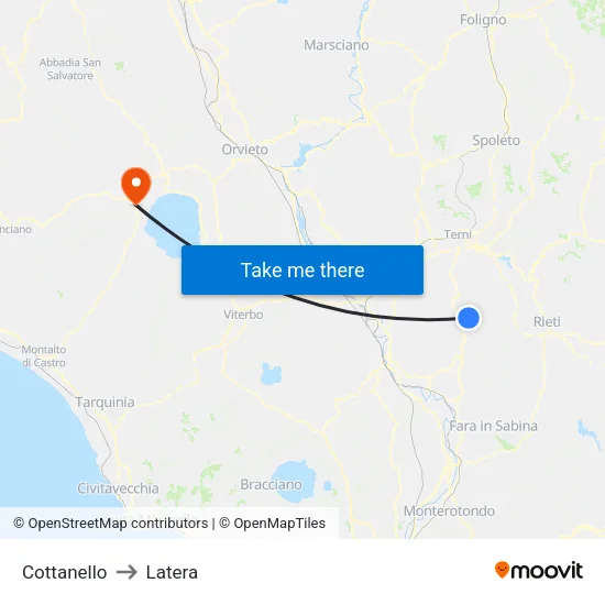 Cottanello to Latera map