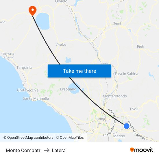 Monte Compatri to Latera map