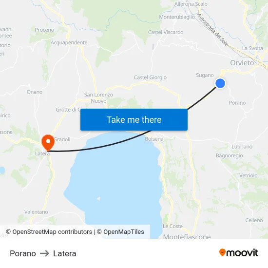 Porano to Latera map