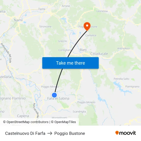 Castelnuovo Di Farfa to Poggio Bustone map