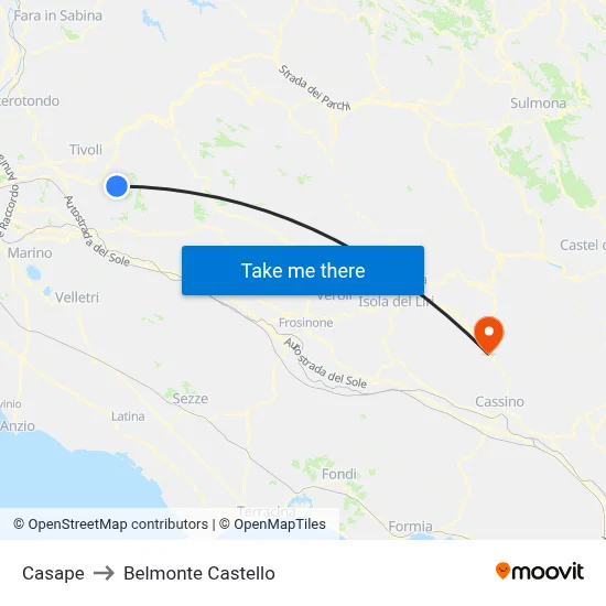 Casape to Belmonte Castello map