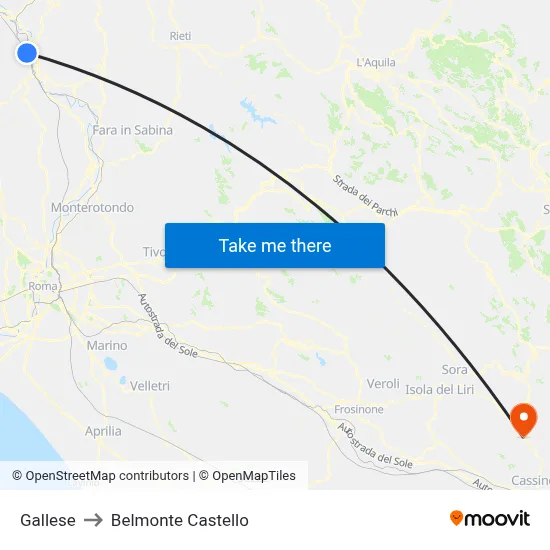 Gallese to Belmonte Castello map