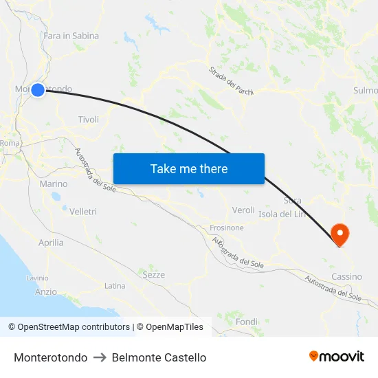 Monterotondo to Belmonte Castello map
