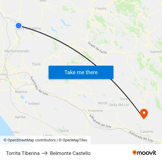 Torrita Tiberina to Belmonte Castello map