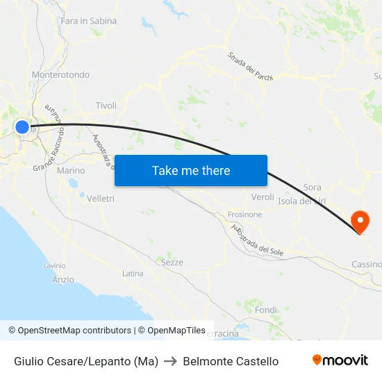 Giulio Cesare/Lepanto (Metro A) to Belmonte Castello map