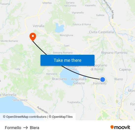 Formello to Blera map