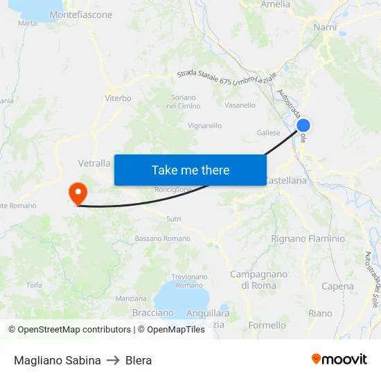 Magliano Sabina to Blera map