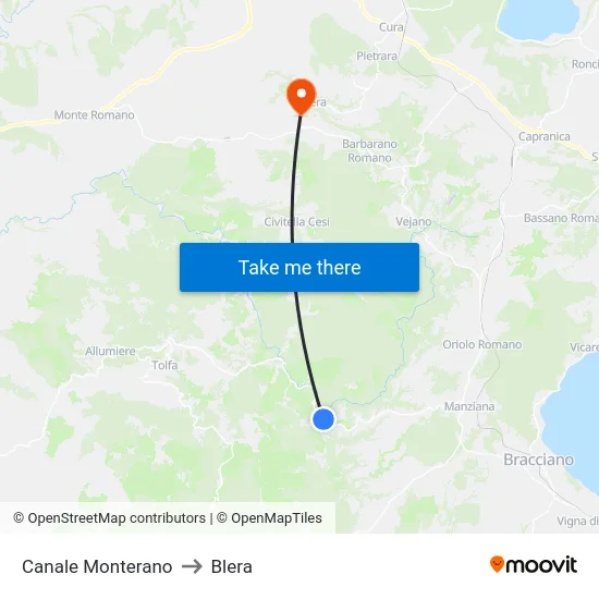 Canale Monterano to Blera map