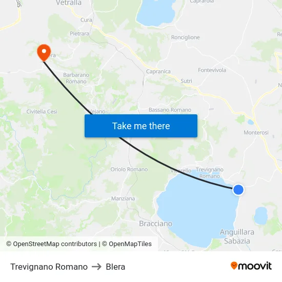 Trevignano Romano to Blera map