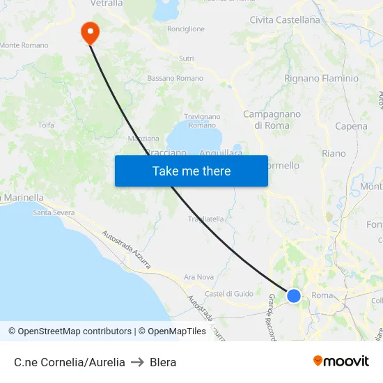 C.ne Cornelia/Aurelia to Blera map
