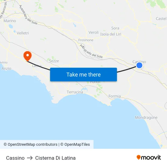 Cassino to Cisterna Di Latina map