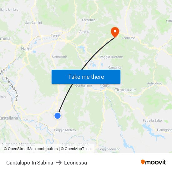 Cantalupo In Sabina to Leonessa map