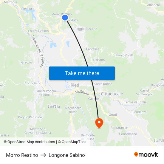 Morro Reatino to Longone Sabino map