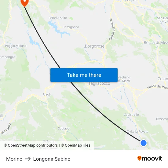 Morino to Longone Sabino map
