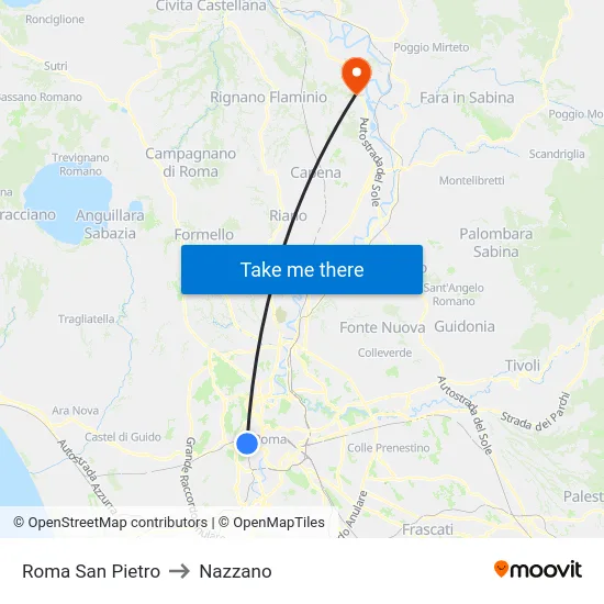 Roma San Pietro to Nazzano map