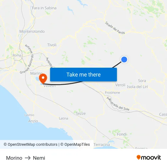 Morino to Nemi map