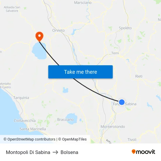 Montopoli Di Sabina to Bolsena map